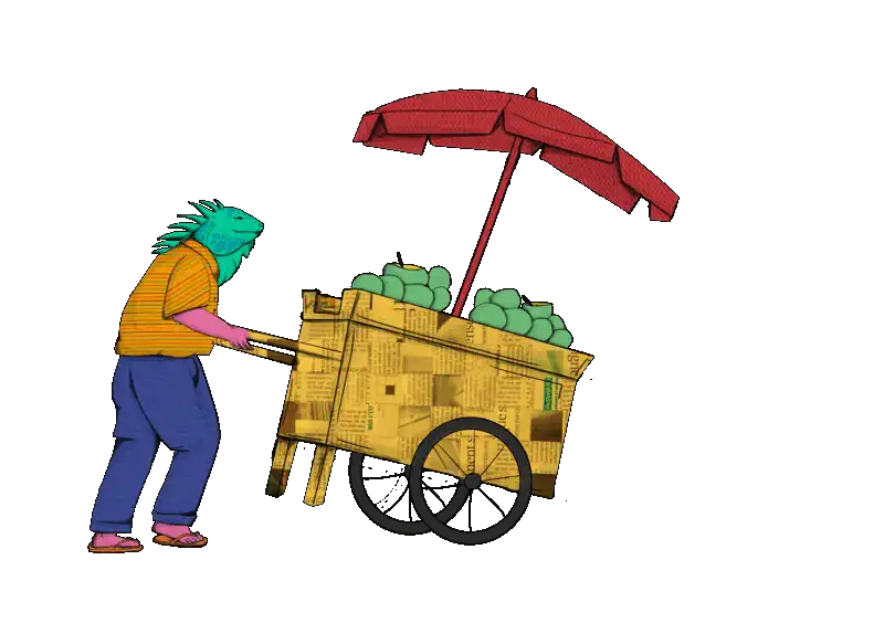 Vendedor de coco, ilustración de Aquelarre